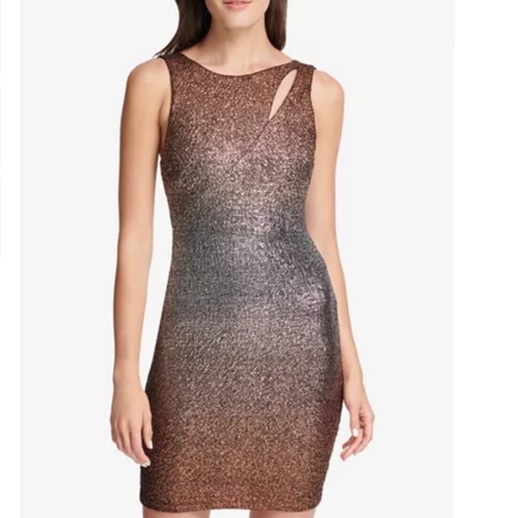 NWT! GUESS Ombré Glitter Metallic Bodycon Dress 4 - Picture 3 of 5